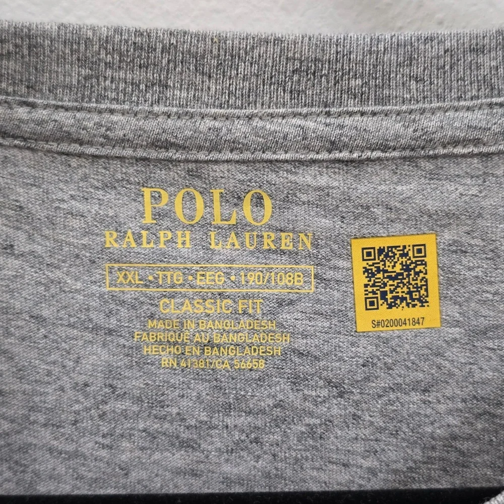Polo Ralph Lauren Mens XXL Classic Fit Heather Grey Short Sleeve Pony T-Shirt